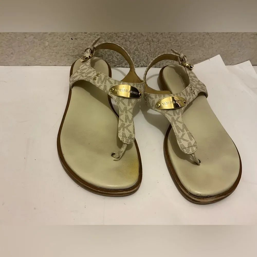 Michael Kors strap sandals gold plate